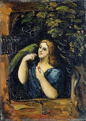 Сезанн Портрет Женщина с попугаем